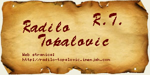 Radilo Topalović vizit kartica